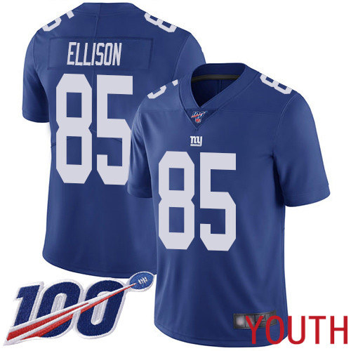 Youth New York Giants #85 Rhett Ellison Royal Blue Team Color Vapor Untouchable Limited Player 100th Season Football NFL Jersey->youth nfl jersey->Youth Jersey